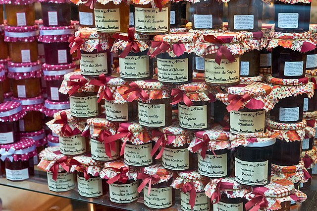 Jars of jam in a shop in Colmar